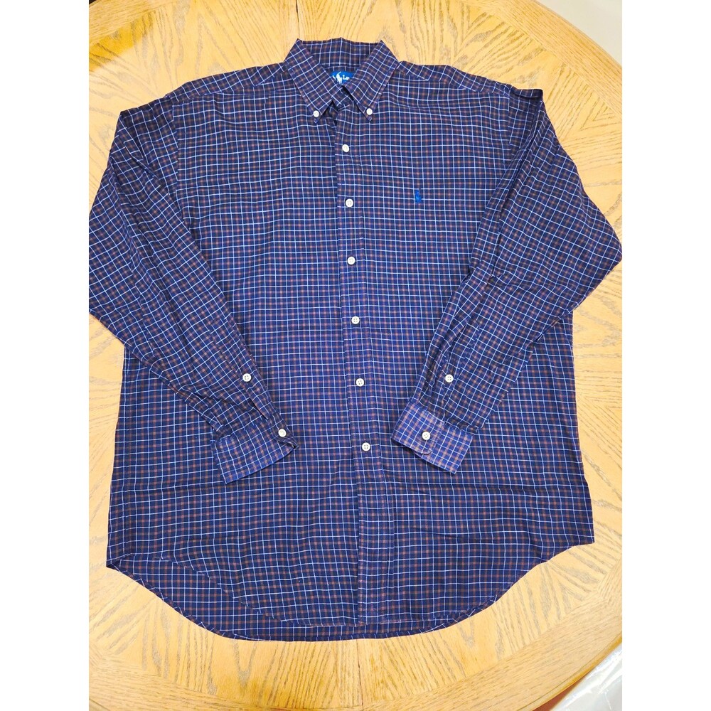Ralph Lauren Blake Shirt Mens M Navy Tartan Plaid Button Down Preppy Old Money